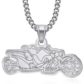 Pendant Trike Motorcycle 3 wheels 316l stainless steel Silver Chain 60cm IM#26622