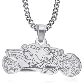 Pendentif Trike Moto 3 roues Acier inoxydable 316l Argent Chaîne 60cm  IM#26622