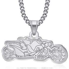Pendant Trike Motorcycle 3 wheels 316l stainless steel Silver Chain 60cm IM#26623