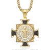 Kreuzanhänger des Heiligen Benedikt aus Edelstahl Gold IM#26629