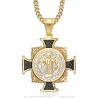 Pendentif croix de Saint Benoît Acier inoxydable Or  IM#26629