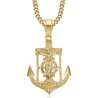 Collier Ancre marine Croix de Jésus Acier inoxydable Or  IM#26634