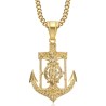 Marine-Anker-Halskette, Jesus-Kreuz, Edelstahl, Gold, IM#26634