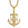 Collar de ancla marina Cruz de Jesús Acero inoxidable Oro IM#26635