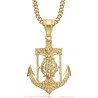 Collier Ancre marine Croix de Jésus Acier inoxydable Or  IM#26635