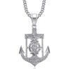 Marine Anchor Necklace Jesus Cross Stainless Steel Silver IM#26640