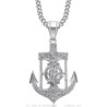 Marine Anchor Necklace Jesus Cross Stainless Steel Silver IM#26641