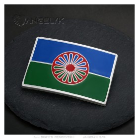 Gypsy-Gürtelschnalle, Roma-Flagge, Reisende, IM#26648