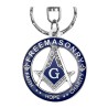 Freemason's key ring Silver-plated metal and blue enamel  IM#26676