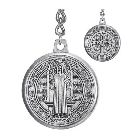 Keyring Saint-Benoît medal Silver plated metal  IM#26678