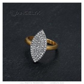 Anello Marchesa in Acciaio Inossidabile Oro Zirconi Cubici IM#26682