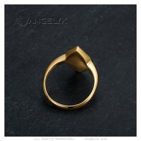 Anello Marchesa in Acciaio Inossidabile Oro Zirconi Cubici IM#26683