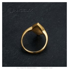 Marquise-Ring aus Edelstahl, vergoldeter Zirkonia IM#26683