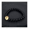 Echtes Armband aus schwarzem Onyx, 8 mm, Löwenkopf, Stahl und Gold, IM#26715