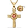 Ciondolo Croce Latina Templare Acciaio Oro IM#26799