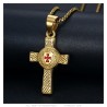 Ciondolo Croce Latina Templare Acciaio Oro IM#26800