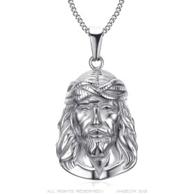 Head pendant of Christ Jesus Traveler Stainless steel Silver IM#26805