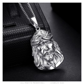 Head pendant of Christ Jesus Traveler Stainless steel Silver IM#26806