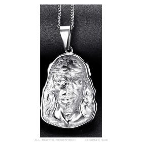 Kopfanhänger von Christus Jesus Reisenden Edelstahl Silber IM#26807