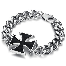 Bracelet iron cross Curb Biker Patriot Stainless steel IM#26810
