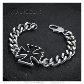 Bracelet iron cross Curb Biker Patriot Stainless steel IM#26812