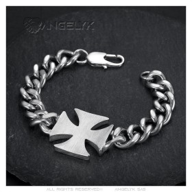 Bracciale ferro croce Curb Biker Patriot Acciaio inox IM#26813