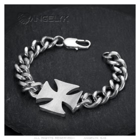 Bracelet iron cross Curb Biker Patriot Stainless steel IM#26813