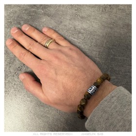 Bracciale esagonale sfaccettato in vero occhio di tigre per uomo e donna IM#26818