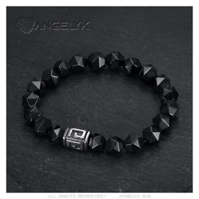 Pulsera auténtica de ónix hexagonal facetado para hombre y mujer IM#26824