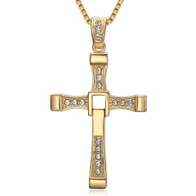 Fast and Furious necklace Vin Diesel Cross Stainless steel Gold IM#26836
