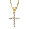 Pendentif femme croix dorée Acier inoxydable Diamants Zirconium  IM#26843