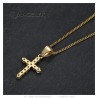 Damenanhänger Goldenes Kreuz Edelstahl Zirkonia-Diamanten IM#26846