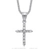 Woman pendant silver cross Stainless steel Zirconium diamonds IM#26850