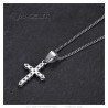 Pendentif femme croix argentée Acier inoxydable Diamants Zirconium  IM#26852