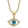 Colgante de mujer ojo azul Acero inoxidable Circonio oro IM#26856