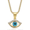 Women's blue eye pendant Stainless steel Zirconium gold IM#26856