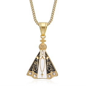 Collier de Notre-Dame d'Aparecida Acier inoxydable Or Protection    IM#26861