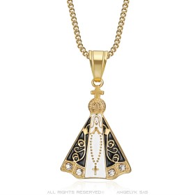 Necklace of Our Lady of Aparecida Stainless steel Gold Protection IM#26862