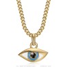 Small women's blue eye pendant Stainless steel Zirconium gold IM#26868