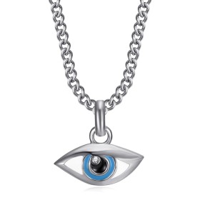 Small women's blue eye pendant Stainless steel Silver Zirconium IM#26873