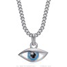 Pequeño colgante de mujer ojo azul Acero inoxidable Plata Circonio IM#26874