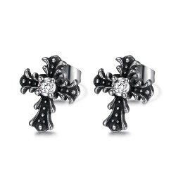 Oreilles Acier Femme Gothique Avec Zirconium Rond