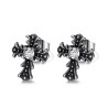 Gothic Biker Cross Earrings Stainless steel Zirconium IM#26879