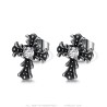 Gothic Biker Cross Earrings Stainless steel Zirconium IM#26880