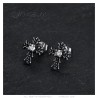 Boucles d'Oreilles croix Biker Gothique Acier inoxydable Zirconium  IM#26881