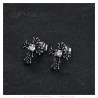 Gothic Biker Cross Earrings Stainless steel Zirconium IM#26881