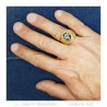 Chevalière Ring Freemason Master Midnight Blue Gold Steel IM#26893