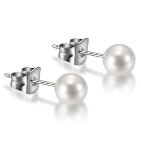 Pearl Earrings, choice of 5 sizes Stainless steel Silver IM#26906