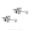 Pearl Earrings, choice of 5 sizes Stainless steel Silver IM#26908