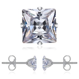 Boucles d'Oreilles Puce faux diamant 5 tailles Acier Argent  IM#26915